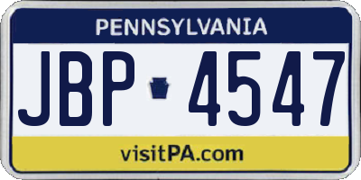 PA license plate JBP4547