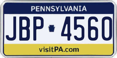 PA license plate JBP4560