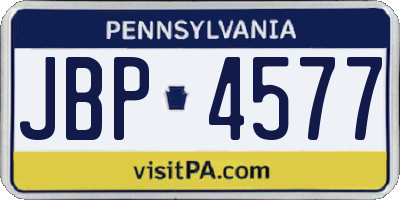 PA license plate JBP4577