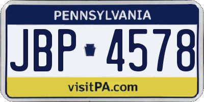 PA license plate JBP4578