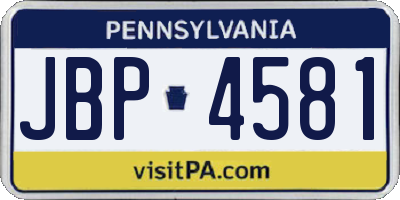 PA license plate JBP4581