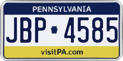 PA license plate JBP4585
