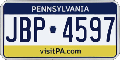 PA license plate JBP4597