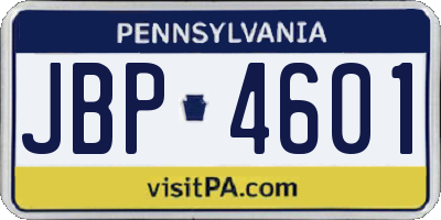 PA license plate JBP4601