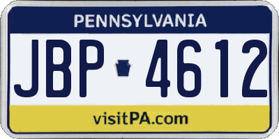 PA license plate JBP4612