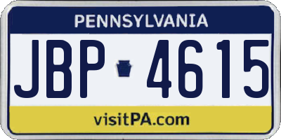 PA license plate JBP4615