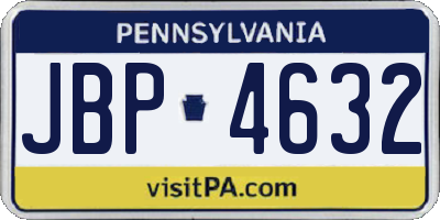 PA license plate JBP4632