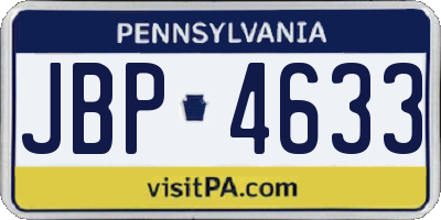 PA license plate JBP4633