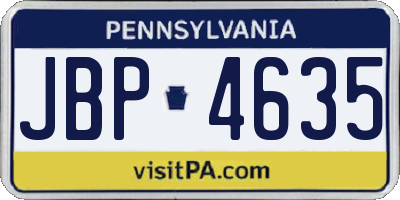 PA license plate JBP4635