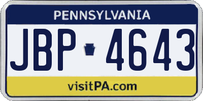 PA license plate JBP4643