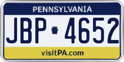 PA license plate JBP4652