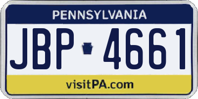 PA license plate JBP4661