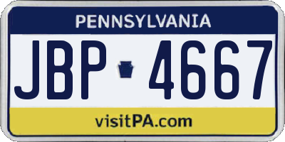 PA license plate JBP4667