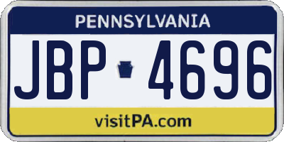PA license plate JBP4696
