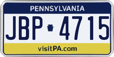 PA license plate JBP4715