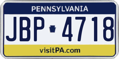 PA license plate JBP4718