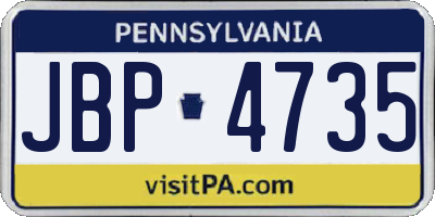 PA license plate JBP4735