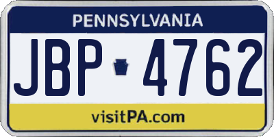 PA license plate JBP4762