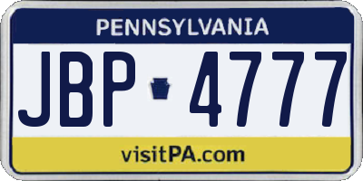 PA license plate JBP4777