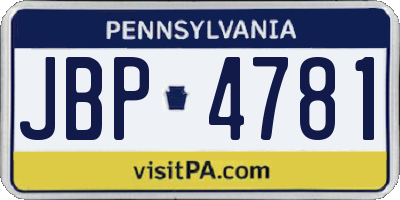 PA license plate JBP4781