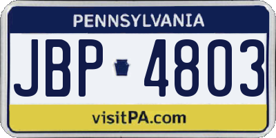 PA license plate JBP4803