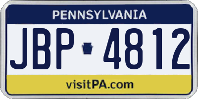 PA license plate JBP4812