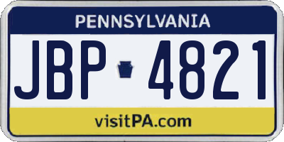 PA license plate JBP4821