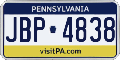 PA license plate JBP4838