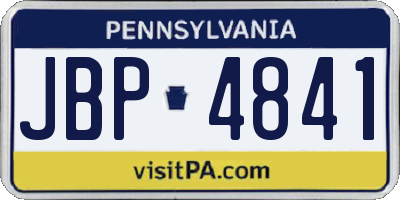 PA license plate JBP4841