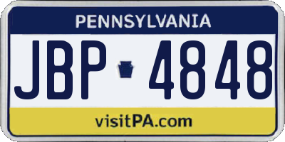 PA license plate JBP4848