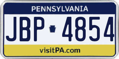 PA license plate JBP4854
