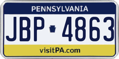 PA license plate JBP4863