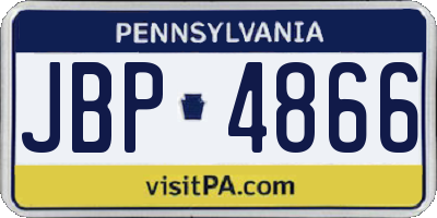 PA license plate JBP4866