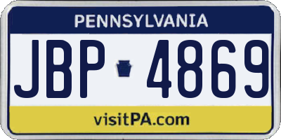 PA license plate JBP4869