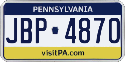 PA license plate JBP4870