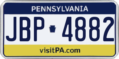 PA license plate JBP4882