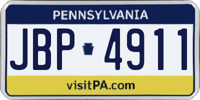 PA license plate JBP4911