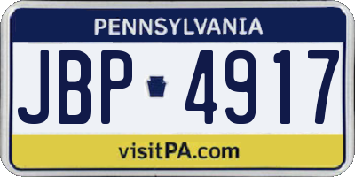 PA license plate JBP4917
