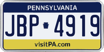 PA license plate JBP4919