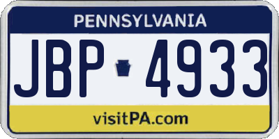 PA license plate JBP4933