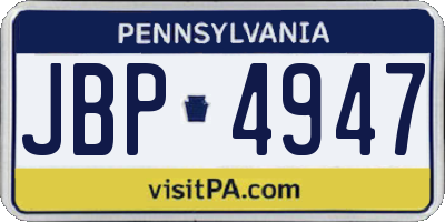 PA license plate JBP4947