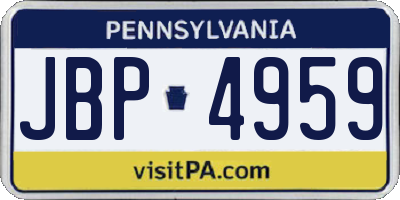 PA license plate JBP4959