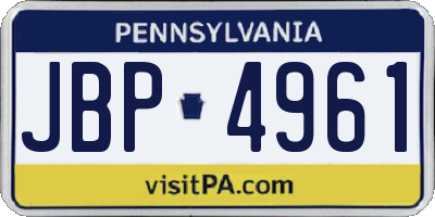 PA license plate JBP4961