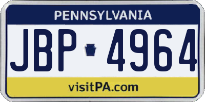 PA license plate JBP4964