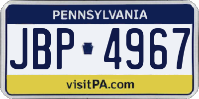PA license plate JBP4967