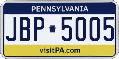 PA license plate JBP5005