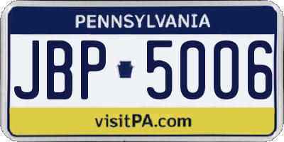 PA license plate JBP5006