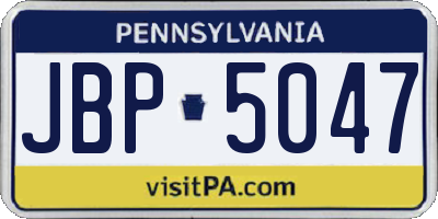 PA license plate JBP5047