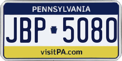 PA license plate JBP5080