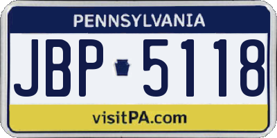 PA license plate JBP5118